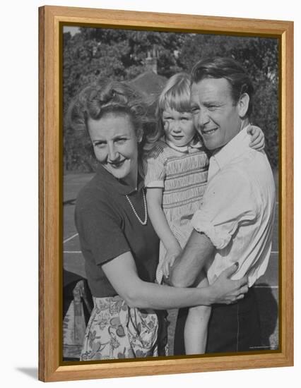 Actor John Mills Posing for a Picture with His Wife and Daughter Juliet-Tony Linck-Framed Premier Image Canvas