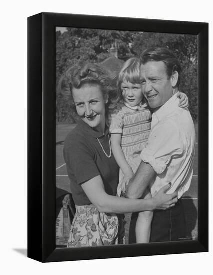 Actor John Mills Posing for a Picture with His Wife and Daughter Juliet-Tony Linck-Framed Premier Image Canvas