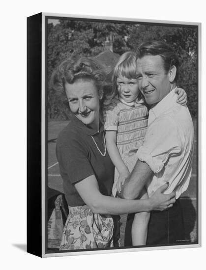 Actor John Mills Posing for a Picture with His Wife and Daughter Juliet-Tony Linck-Framed Premier Image Canvas