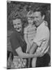 Actor John Mills Posing for a Picture with His Wife and Daughter Juliet-Tony Linck-Mounted Premium Photographic Print
