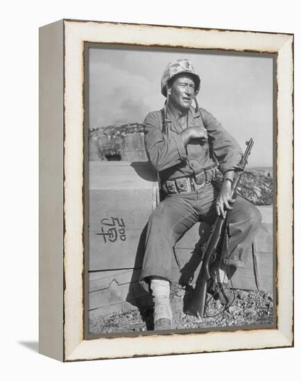 Actor John Wayne as Marine Sgt. Platoon Leader in Scene From the Movie "Sands of Iwo Jima"-Ed Clark-Framed Premier Image Canvas