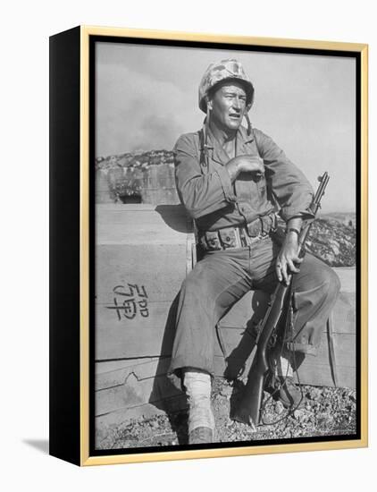 Actor John Wayne as Marine Sgt. Platoon Leader in Scene From the Movie "Sands of Iwo Jima"-Ed Clark-Framed Premier Image Canvas