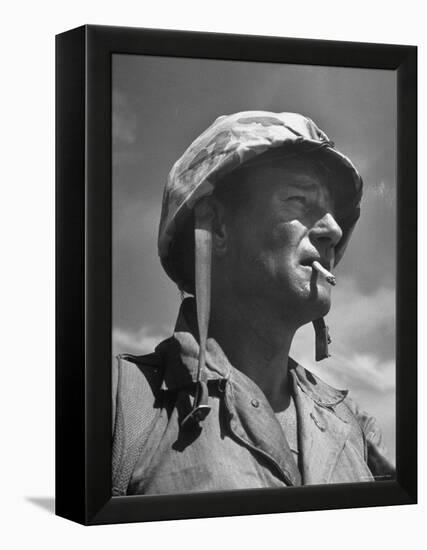 Actor John Wayne as Marine Sgt. Platoon Leader in Scene From the Movie "Sands of Iwo Jima"-Ed Clark-Framed Premier Image Canvas