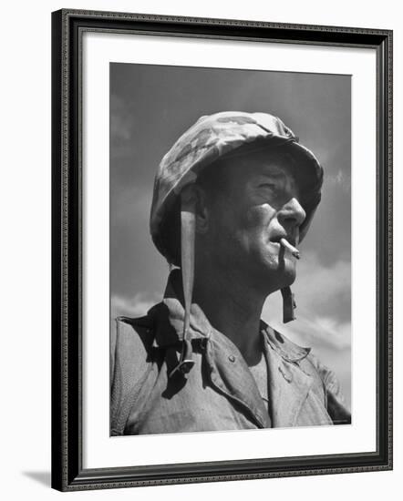 Actor John Wayne as Marine Sgt. Platoon Leader in Scene From the Movie "Sands of Iwo Jima"-Ed Clark-Framed Premium Photographic Print