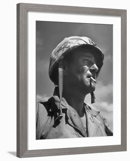 Actor John Wayne as Marine Sgt. Platoon Leader in Scene From the Movie "Sands of Iwo Jima"-Ed Clark-Framed Premium Photographic Print