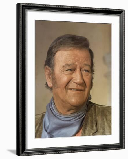 Actor John Wayne During Filming of Western Movie "The Undefeated"-John Dominis-Framed Premium Photographic Print