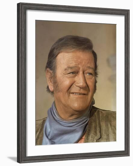 Actor John Wayne During Filming of Western Movie "The Undefeated"-John Dominis-Framed Premium Photographic Print