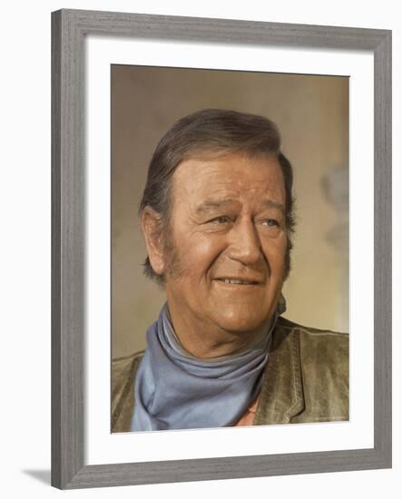 Actor John Wayne During Filming of Western Movie "The Undefeated"-John Dominis-Framed Premium Photographic Print