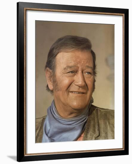 Actor John Wayne During Filming of Western Movie "The Undefeated"-John Dominis-Framed Premium Photographic Print