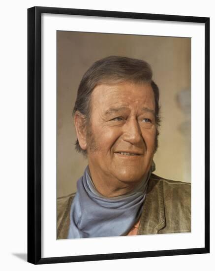 Actor John Wayne During Filming of Western Movie "The Undefeated"-John Dominis-Framed Premium Photographic Print