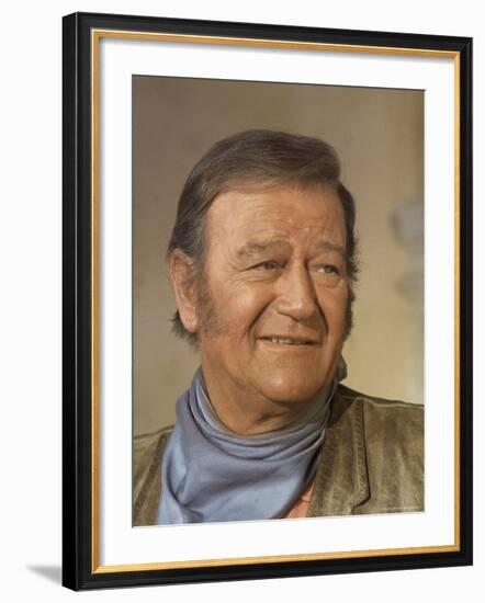 Actor John Wayne During Filming of Western Movie "The Undefeated"-John Dominis-Framed Premium Photographic Print