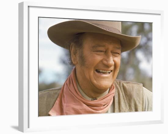 Actor John Wayne During Filming of Western Movie "The Undefeated"-John Dominis-Framed Premium Photographic Print