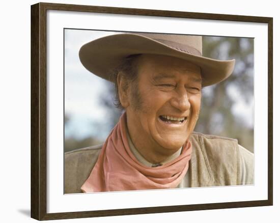 Actor John Wayne During Filming of Western Movie "The Undefeated"-John Dominis-Framed Premium Photographic Print