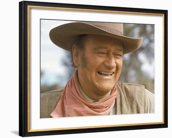 Actor John Wayne During Filming of Western Movie "The Undefeated"-John Dominis-Framed Premium Photographic Print