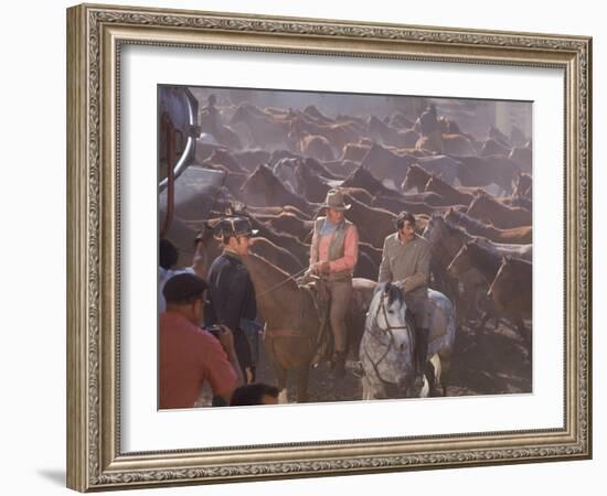 Actor John Wayne During Filming of Western Movie "The Undefeated"-John Dominis-Framed Premium Photographic Print