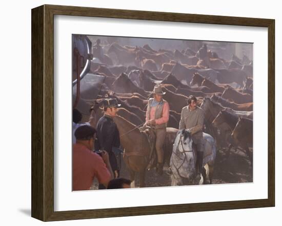 Actor John Wayne During Filming of Western Movie "The Undefeated"-John Dominis-Framed Premium Photographic Print