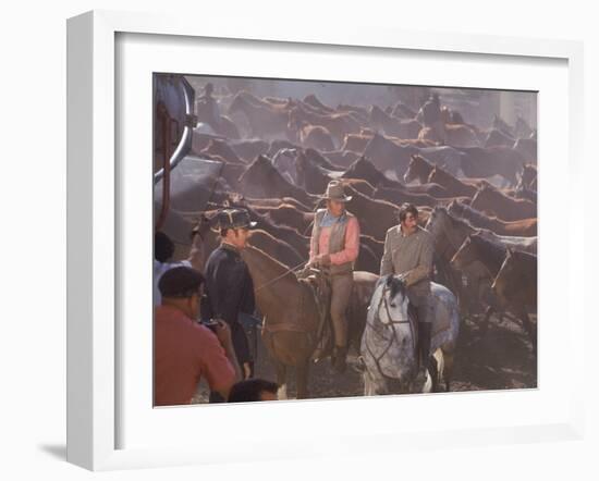 Actor John Wayne During Filming of Western Movie "The Undefeated"-John Dominis-Framed Premium Photographic Print