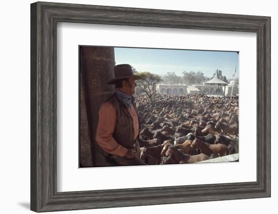 Actor John Wayne During Filming of Western Movie "The Undefeated"-John Dominis-Framed Photographic Print