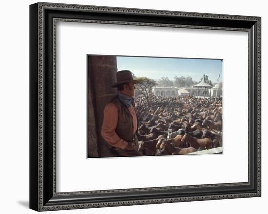 Actor John Wayne During Filming of Western Movie "The Undefeated"-John Dominis-Framed Photographic Print