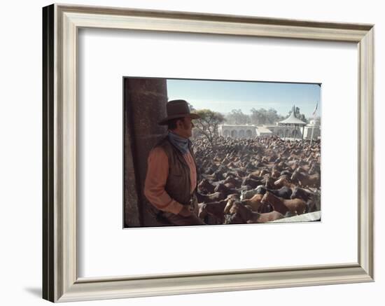 Actor John Wayne During Filming of Western Movie "The Undefeated"-John Dominis-Framed Photographic Print