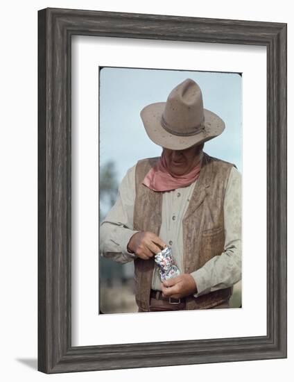 Actor John Wayne During Filming of Western Movie "The Undefeated"-John Dominis-Framed Photographic Print