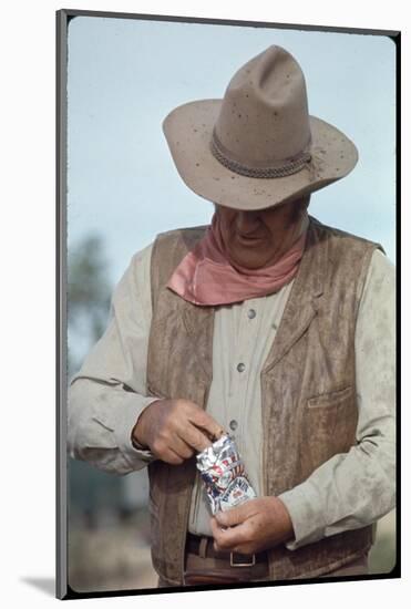 Actor John Wayne During Filming of Western Movie "The Undefeated"-John Dominis-Mounted Photographic Print