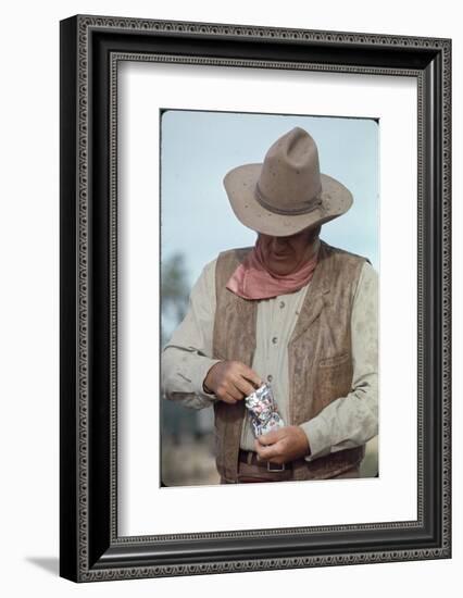 Actor John Wayne During Filming of Western Movie "The Undefeated"-John Dominis-Framed Photographic Print