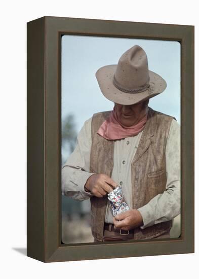 Actor John Wayne During Filming of Western Movie "The Undefeated"-John Dominis-Framed Premier Image Canvas