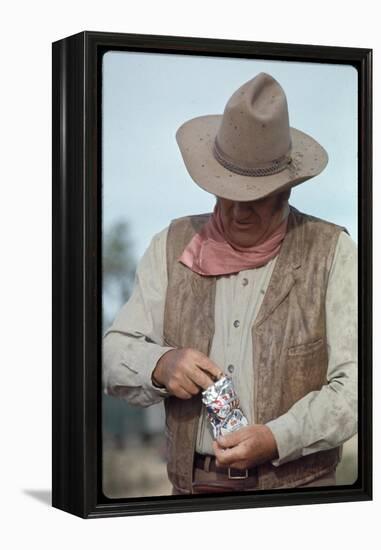 Actor John Wayne During Filming of Western Movie "The Undefeated"-John Dominis-Framed Premier Image Canvas