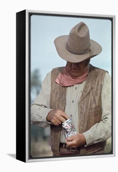 Actor John Wayne During Filming of Western Movie "The Undefeated"-John Dominis-Framed Premier Image Canvas