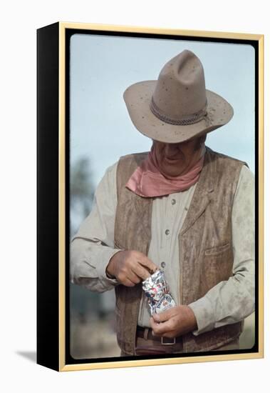 Actor John Wayne During Filming of Western Movie "The Undefeated"-John Dominis-Framed Premier Image Canvas