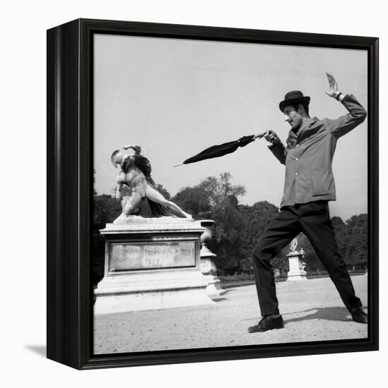 Actor Jose Pantieri Clowning around in Tuileries Gardens, Paris, 1962-null-Framed Stretched Canvas