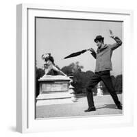 Actor Jose Pantieri Clowning around in Tuileries Gardens, Paris, 1962-null-Framed Photo