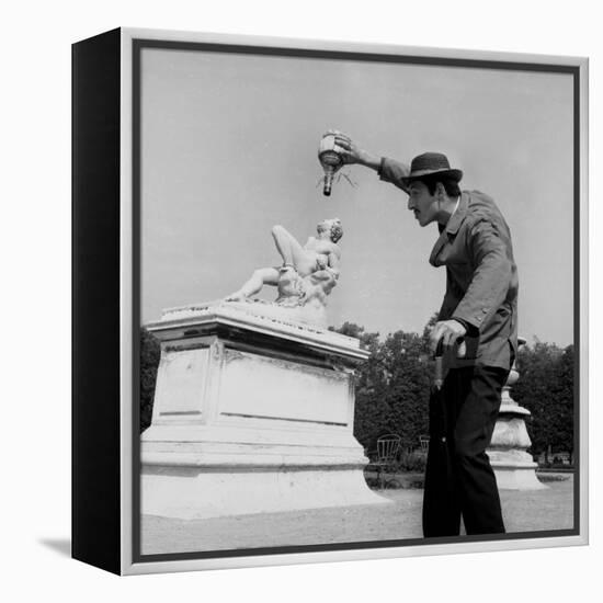 Actor Jose Pantieri Clowning around in Tuileries Gardens, Paris, 1962-null-Framed Stretched Canvas