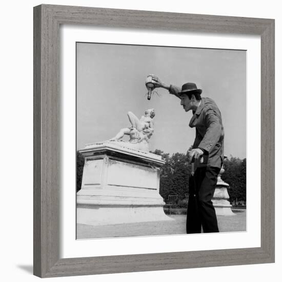 Actor Jose Pantieri Clowning around in Tuileries Gardens, Paris, 1962-null-Framed Photo