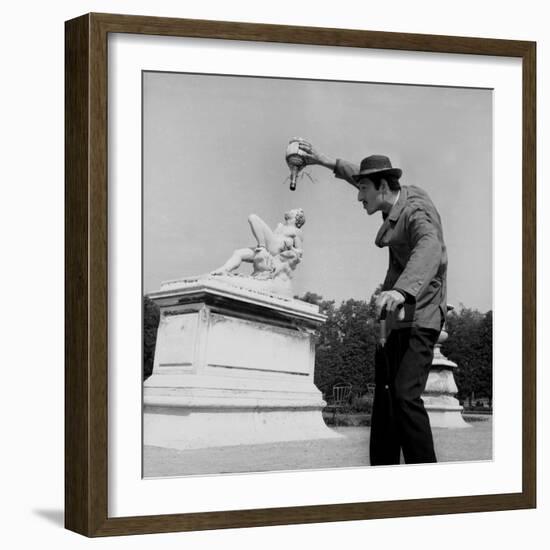 Actor Jose Pantieri Clowning around in Tuileries Gardens, Paris, 1962-null-Framed Photo