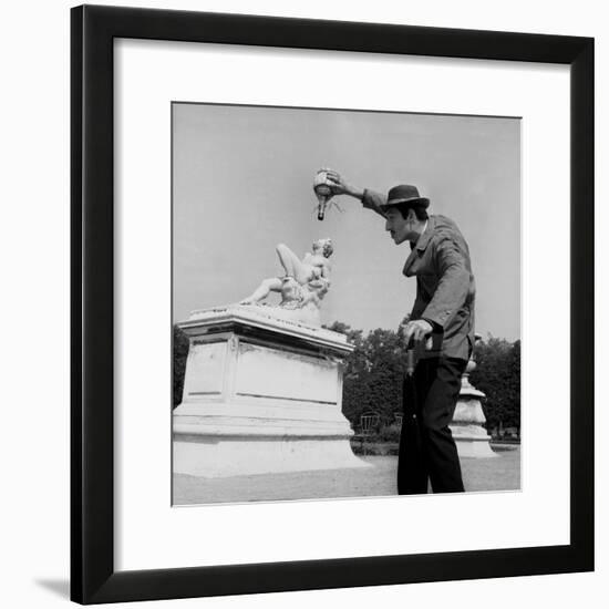 Actor Jose Pantieri Clowning around in Tuileries Gardens, Paris, 1962-null-Framed Photo