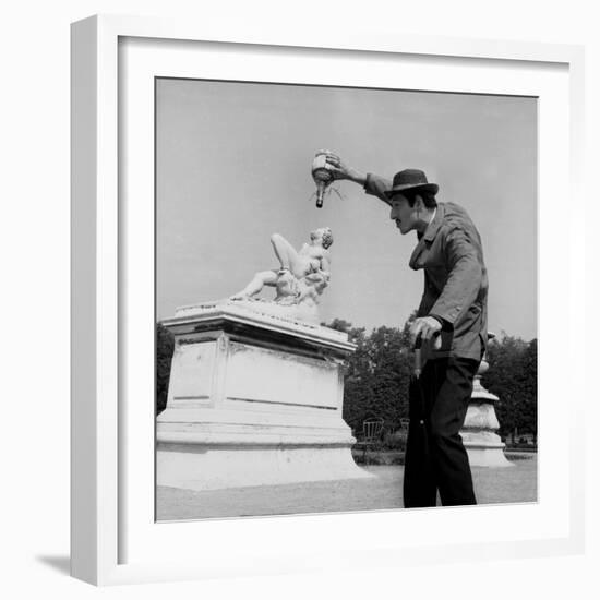 Actor Jose Pantieri Clowning around in Tuileries Gardens, Paris, 1962-null-Framed Photo