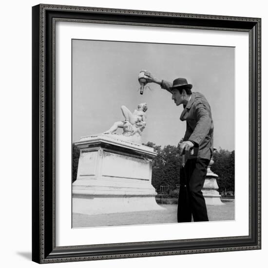 Actor Jose Pantieri Clowning around in Tuileries Gardens, Paris, 1962-null-Framed Photo