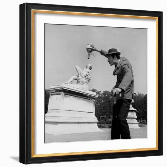 Actor Jose Pantieri Clowning around in Tuileries Gardens, Paris, 1962-null-Framed Photo