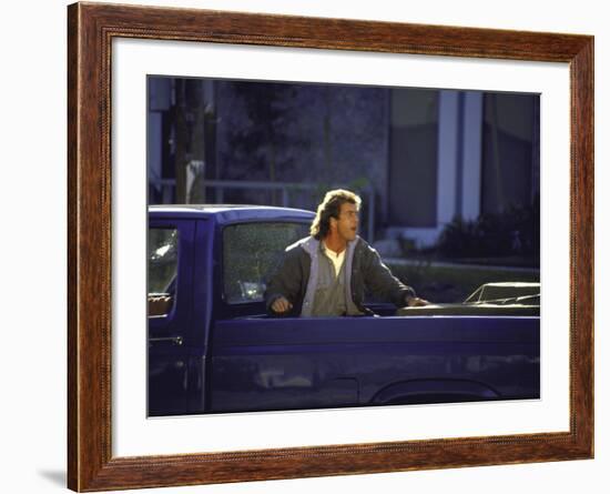 Actor Mel Gibson Shooting Scene from Film "Lethal Weapon 3"-Mirek Towski-Framed Premium Photographic Print