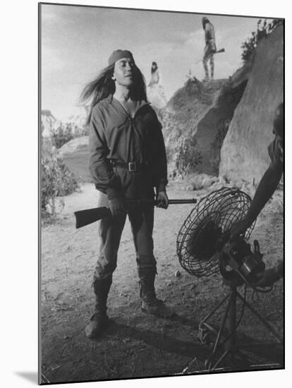 Actor Michael Ansarra as Indian Warrior Cochise Between Scenes on Set of TV Show "Broken Arrow"-Allan Grant-Mounted Premium Photographic Print