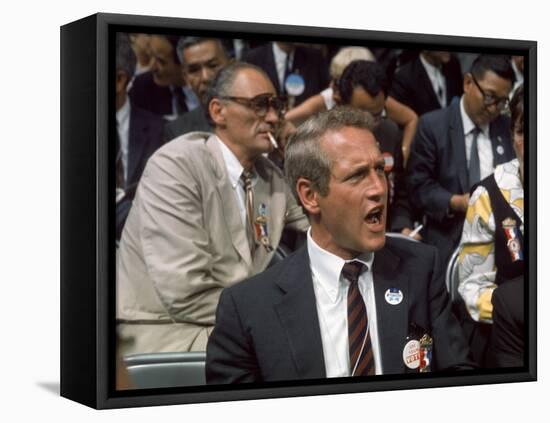 Actor Paul Newman and Playwright Arthur Miller Attending the Democratic National Convention-null-Framed Premier Image Canvas