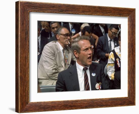 Actor Paul Newman and Playwright Arthur Miller Attending the Democratic National Convention-null-Framed Photographic Print