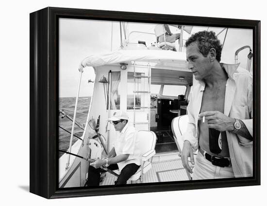 Actor Paul Newman Fishing with a Friend-Mark Kauffman-Framed Premier Image Canvas