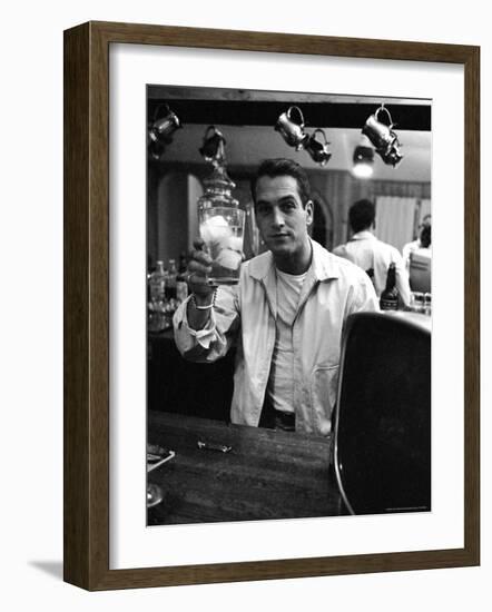 Actor Paul Newman Raising a Glass During an Informal Party-Leonard Mccombe-Framed Premium Photographic Print