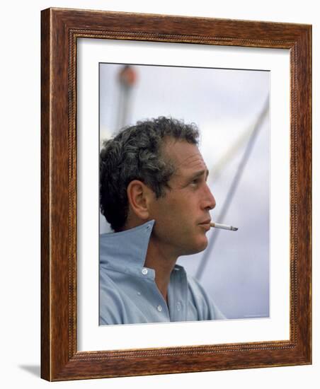 Actor Paul Newman Taking a Cigarette Break-Mark Kauffman-Framed Premium Photographic Print