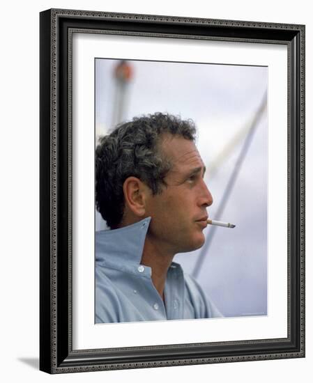 Actor Paul Newman Taking a Cigarette Break-Mark Kauffman-Framed Premium Photographic Print