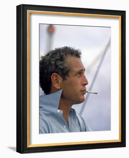 Actor Paul Newman Taking a Cigarette Break-Mark Kauffman-Framed Premium Photographic Print