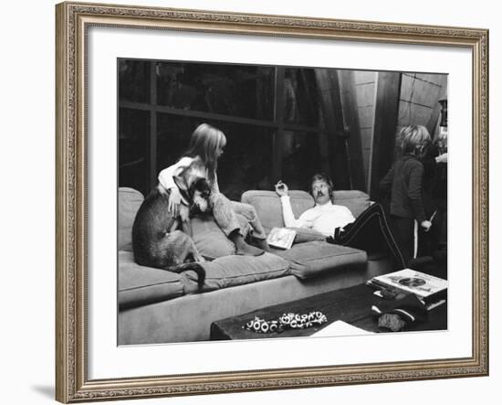 Actor Robert Redford and His Family at Home-John Dominis-Framed Premium Photographic Print